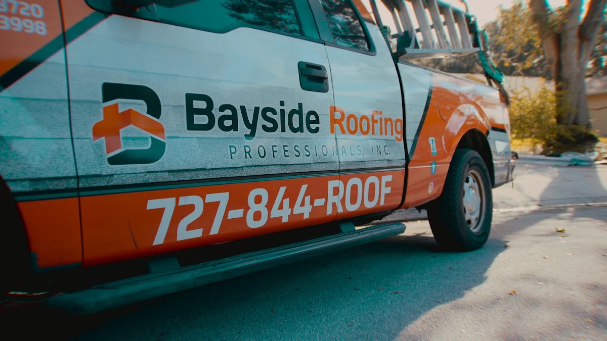 Bayside Roofing branded work truck